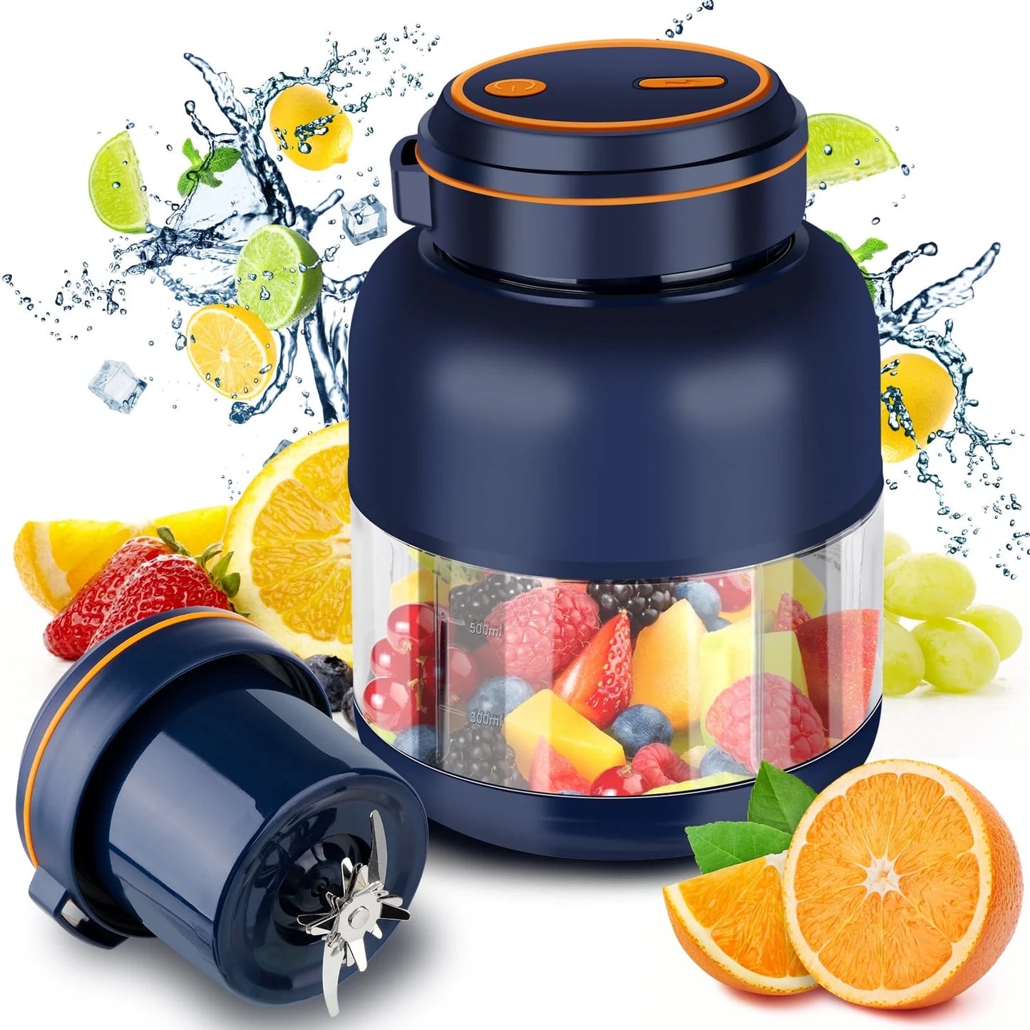 Electric Juicer Cup Portable Mixer Juice Extractor Sport Water Bottle-Blue